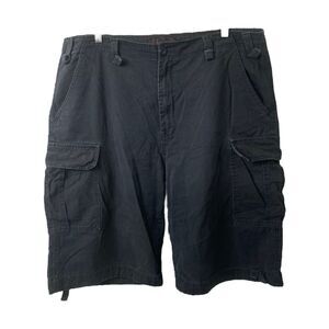 Mens Size 40 Cargo Shorts Koman Black Pockets Button Cotton Knee Length